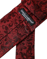 Dolce & Gabbana Red Floral Brocade Silk Adjustable Men Tie