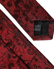 Dolce & Gabbana Red Floral Brocade Silk Adjustable Men Tie