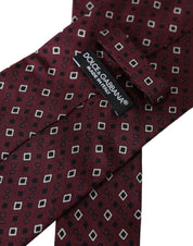 Dolce & Gabbana Maroon Silk Branded Logo Adjustable Men Tie