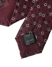 Dolce & Gabbana Maroon Silk Branded Logo Adjustable Men Tie