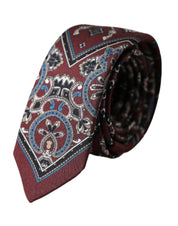 Dolce & Gabbana Bordeaux Printed 100% Silk Adjustable Men Tie