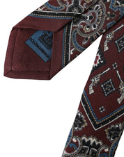 Dolce & Gabbana Bordeaux Printed 100% Silk Adjustable Men Tie