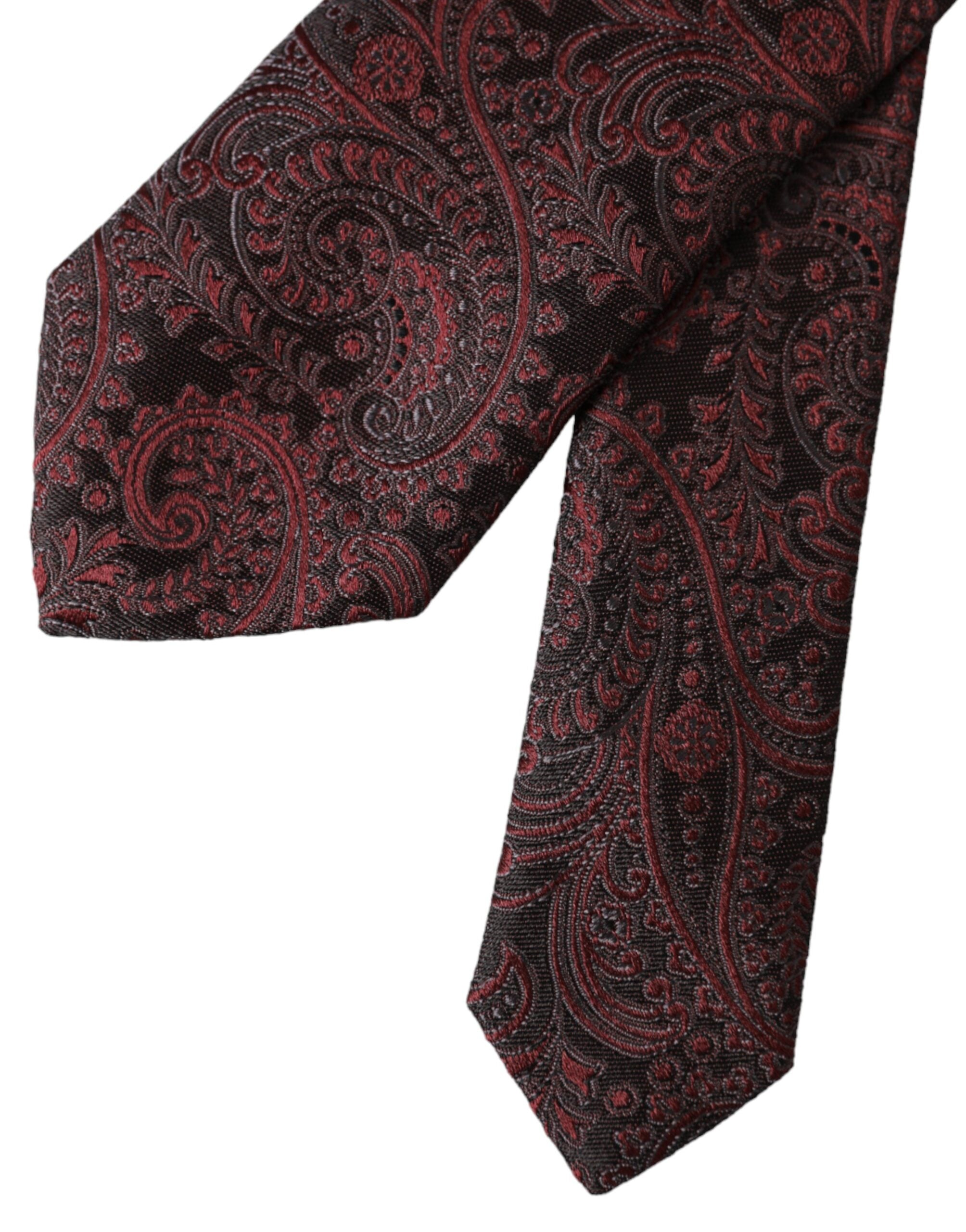 Dolce & Gabbana Bordeaux Patterned Silk Adjustable Men Tie