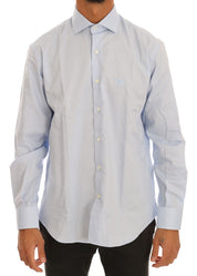 Cavalli Light Blue Cotton Dress Shirt