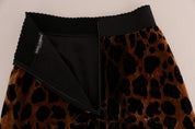 Dolce & Gabbana Brown Leopard Print Silk A-Line Skirt