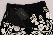 Dolce & Gabbana Black Crystal Floral Pencil Skirt