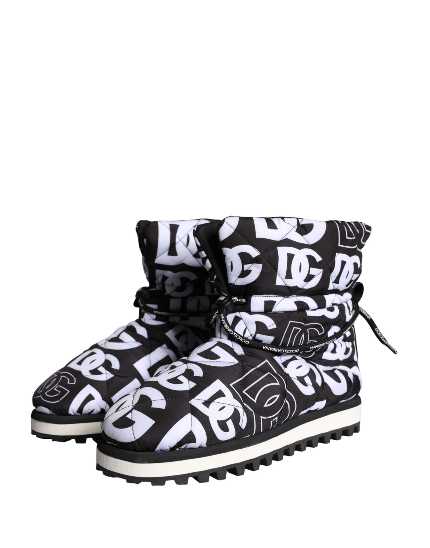 Black Logo Nylon Padded Mid Calf Boots Shoes