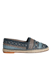 Dolce & Gabbana Blue Gray Woven Leather Buffalo Espadrille Shoes