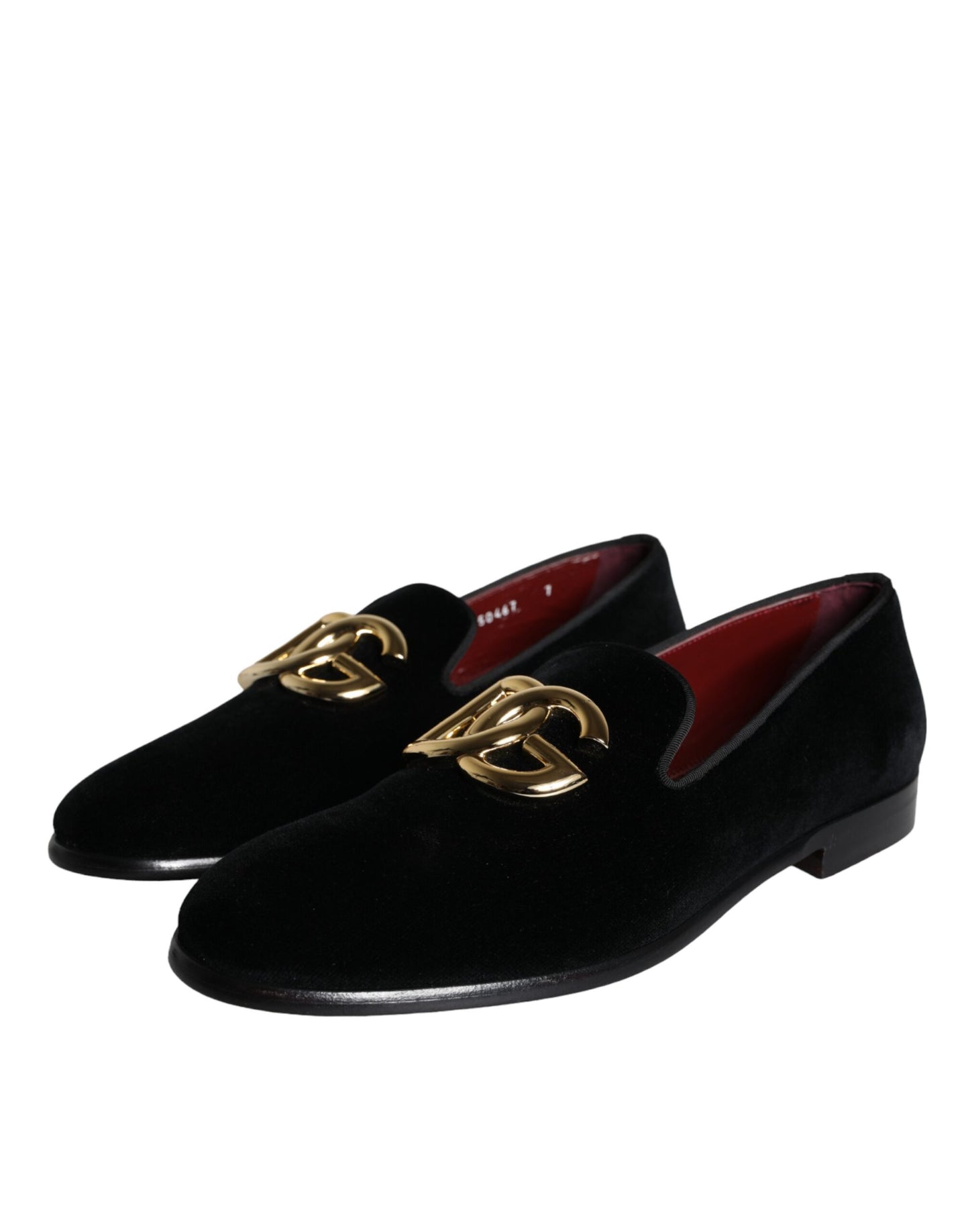 Black Velvet Cotton Logo Loafers Dress Shoes