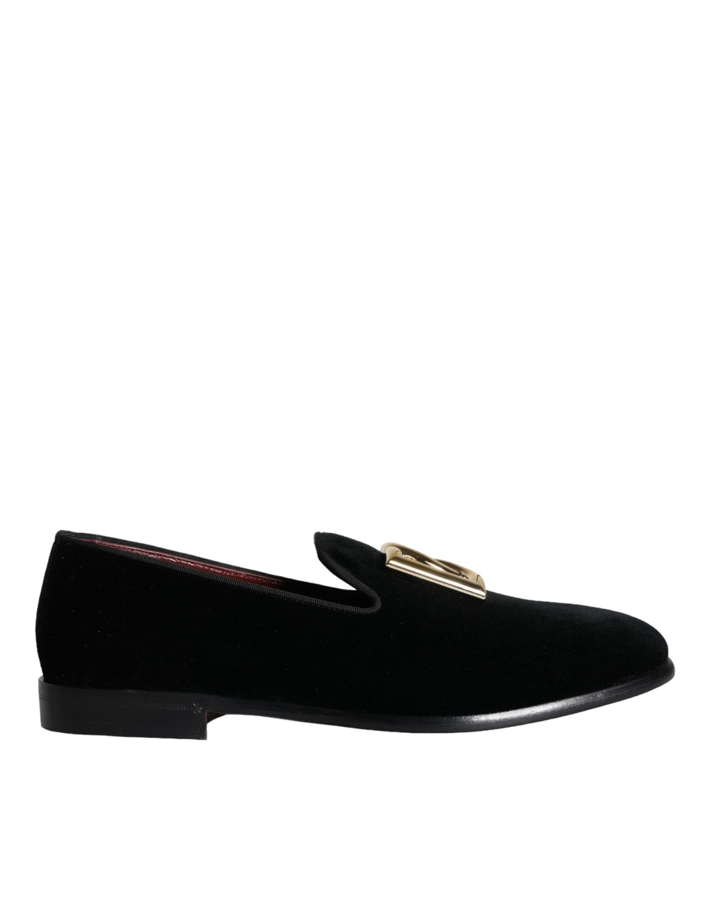 Black Velvet Cotton Logo Loafers Dress Shoes