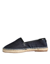 Dolce & Gabbana Blue Denim Cotton Leather Espadrilles Shoes