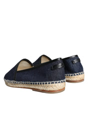 Dolce & Gabbana Blue Denim Cotton Leather Espadrilles Shoes