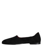 Dolce & Gabbana Black Suede Loafers Formal Slip On Shoes