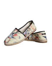 Dolce & Gabbana Beige Floral Canvas Espadrilles Slip On Shoes