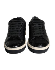 Dolce & Gabbana Black Leather Men Low Top Sneakers Shoes