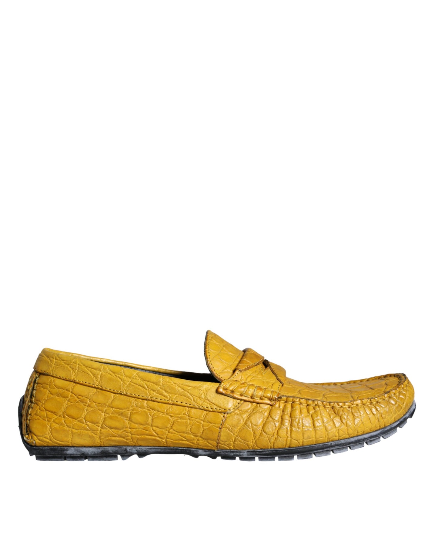 Yellow Leather Slip Mocassin Loafers Shoes