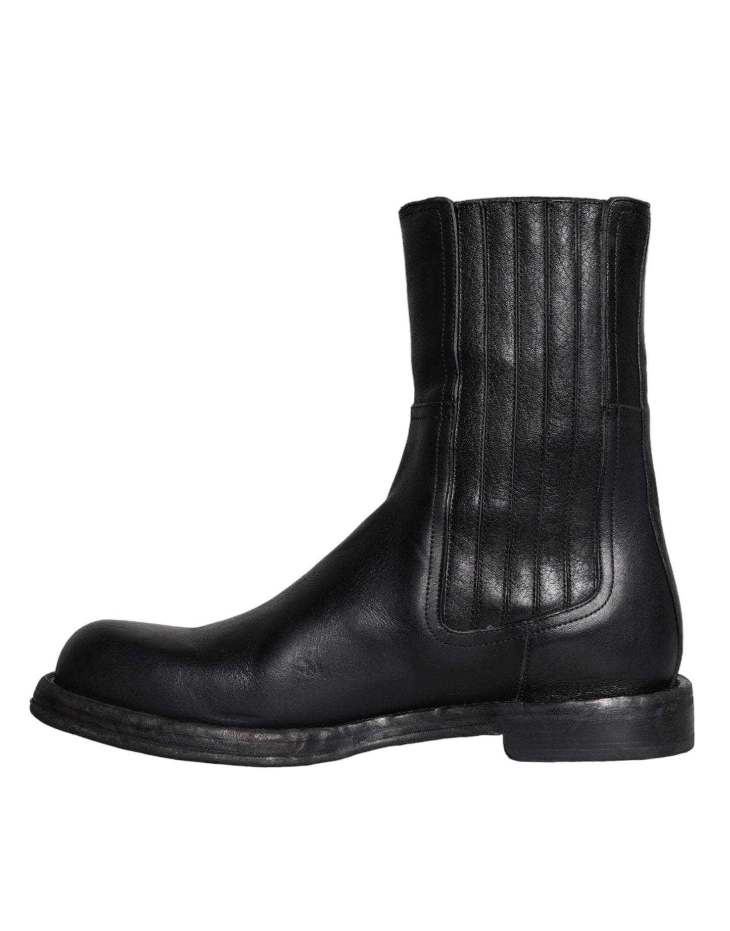 Black Horse Leather Mid Calf Boots Men Shoes