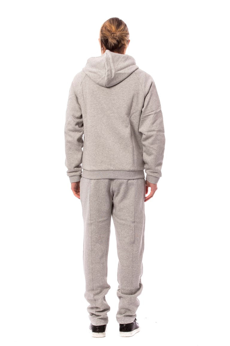 Elegant Gray Cotton Sweatsuit Ensemble