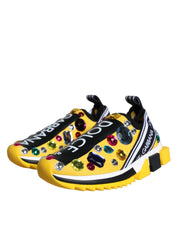 Dolce & Gabbana Yellow Sorrento Crystals Sneakers Womens Shoes