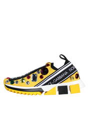 Dolce & Gabbana Yellow Sorrento Crystals Sneakers Womens Shoes