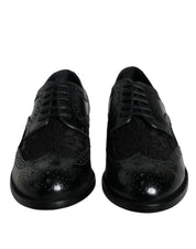 Dolce & Gabbana Black Leather Floral Lace Dress Formal Shoes