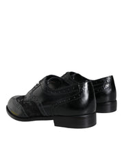 Dolce & Gabbana Black Leather Floral Lace Dress Formal Shoes