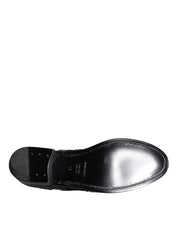 Dolce & Gabbana Black Leather Floral Lace Dress Formal Shoes