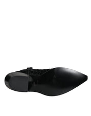 Dolce & Gabbana Black Gray Leopard Cowboy Boots Shoes