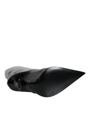 Dolce & Gabbana Black Patent Leather Mid Calf Boots Shoes