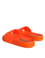 Dolce & Gabbana Orange Rubber Slides Sandals Beachwear Shoes