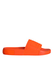 Dolce & Gabbana Orange Rubber Slides Sandals Beachwear Shoes
