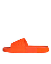 Dolce & Gabbana Orange Rubber Slides Sandals Beachwear Shoes