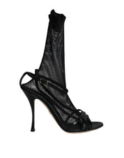 Dolce & Gabbana Black Mesh Stiletto Heels Sandals Shoes