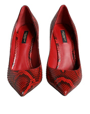 Dolce & Gabbana Red Leather Stiletto High Heels Pumps Shoes