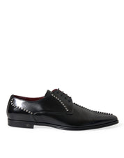 Dolce & Gabbana Black Leather Crystal Dress Formal Shoes
