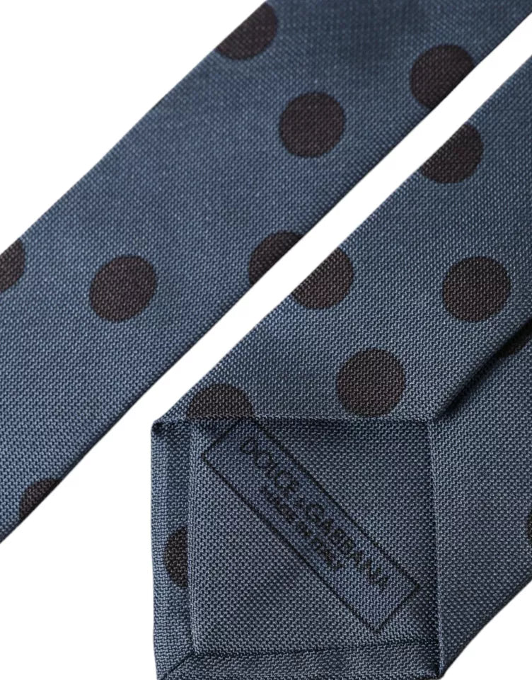 Blue Black Silk Polka Dot Adjustable Men Tie