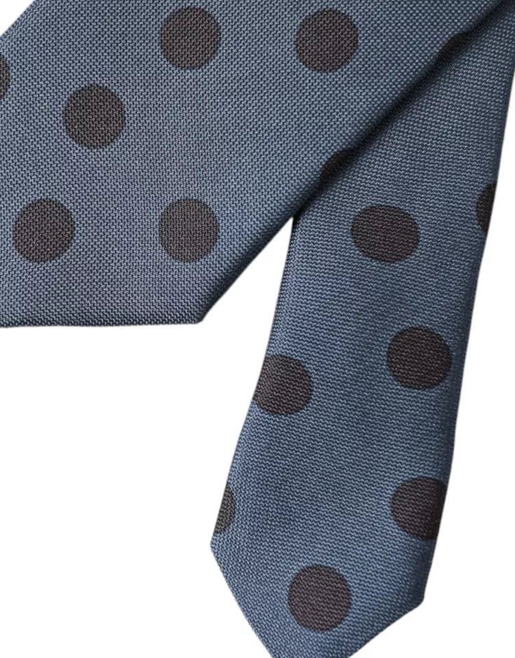 Blue Black Silk Polka Dot Adjustable Men Tie