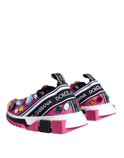 Dolce & Gabbana Pink Sorrento Crystals Low Top Sneakers Shoes