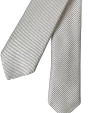 Dolce & Gabbana White Solid 100% Silk Adjustable Tie