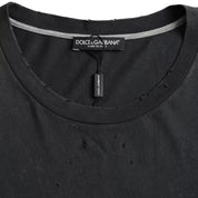 Dolce & Gabbana Black Graphic Printed Cotton Short Sleeves T-shirt