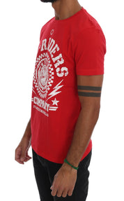 Frankie Morello Chic Red 'RIDERS' Motive Crewneck Tee