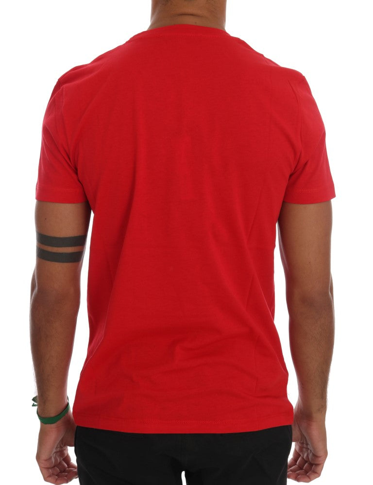 Frankie Morello Chic Red 'RIDERS' Motive Crewneck Tee