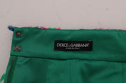 Dolce & Gabbana Pink Green Jacquard Pencil Skirt
