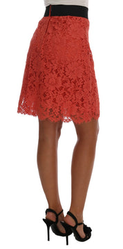 Dolce & Gabbana Orange Macramé Lace Pencil Skirt