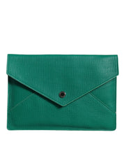 Dolce & Gabbana Green Leather Handbag Clutch Mini Purse Pouch Tablet Case