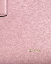 Versace Pink Small Top Handle Grainy Calf Leather Crossbody Bag
