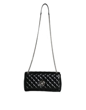 Versace Black Quilted Lambskin Leather Crossbody Shoulder Bag