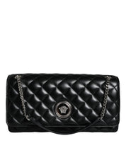Versace Black Quilted Lambskin Leather Crossbody Shoulder Bag