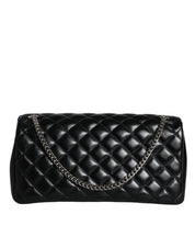 Versace Black Quilted Lambskin Leather Crossbody Shoulder Bag