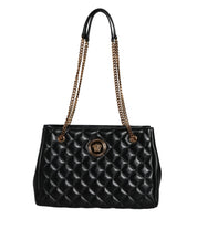 Versace Black Quilted Nappa Leather Shoulder Chain Strap Bag